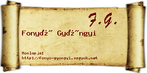 Fonyó Gyöngyi névjegykártya
